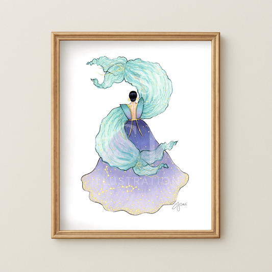 Pisces (series 1)  |  Zodiac Fashion Illustration (ART PRINT)