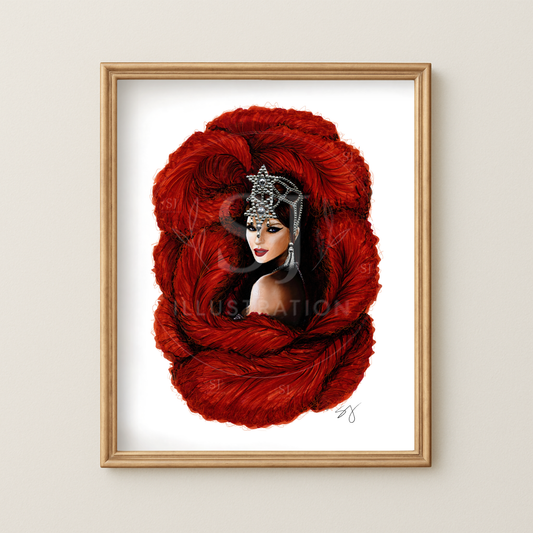Portrait of a Showgirl  |  Album Inspired Portrait Illustration (PRINT)