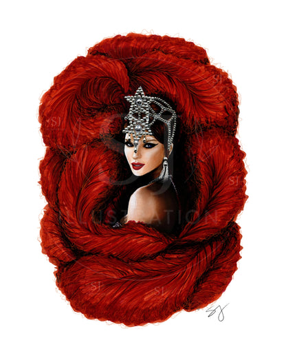 Portrait of a Showgirl  |  Album Inspired Portrait Illustration (PRINT)