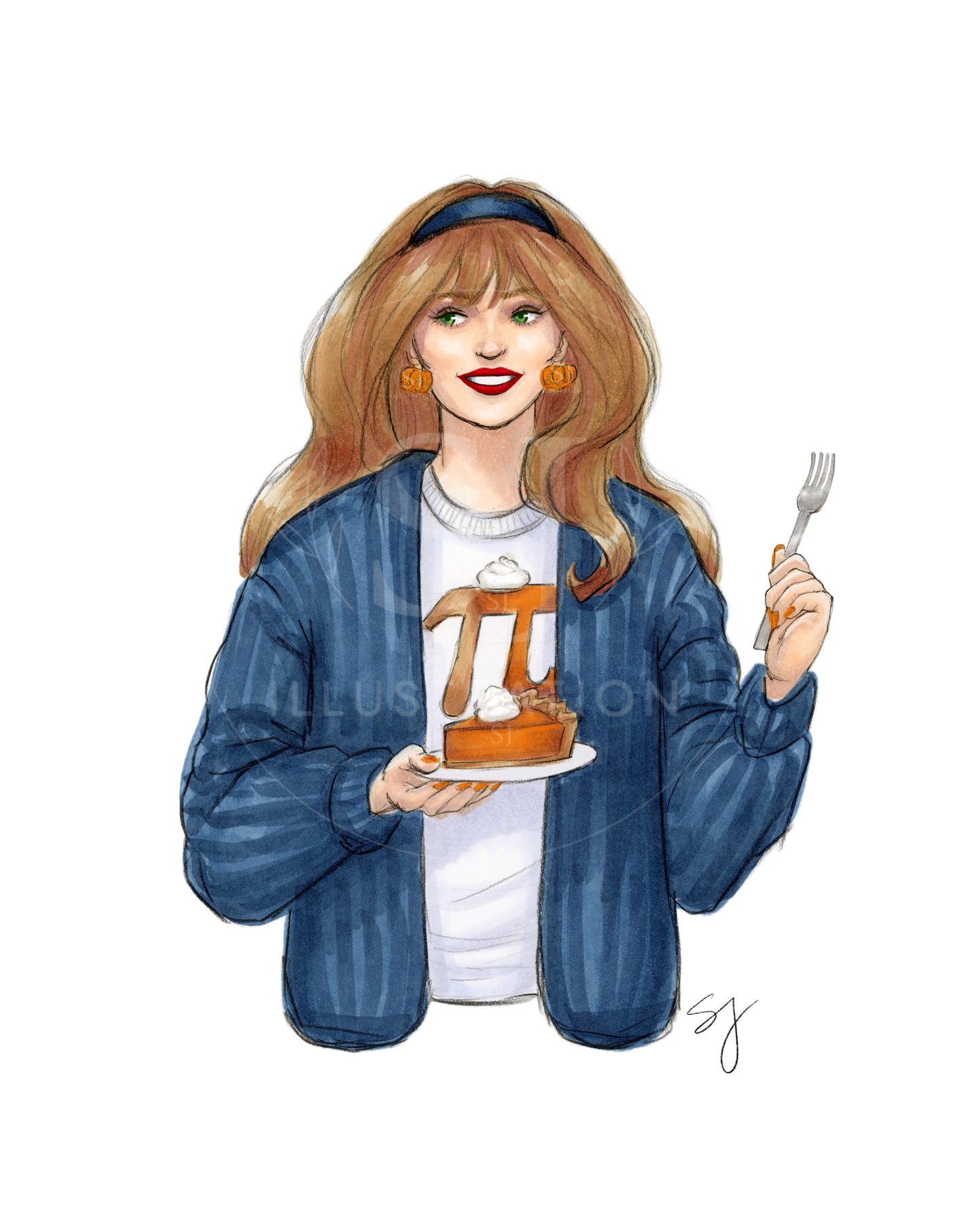 Pumpkin Pi  |  Fun Fall Fashion Illustration (EMBELLISHED PRINT)