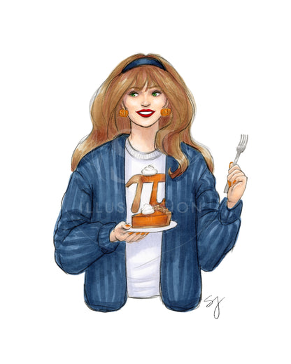 Pumpkin Pi  |  Fun Fall Fashion Illustration (EMBELLISHED PRINT)