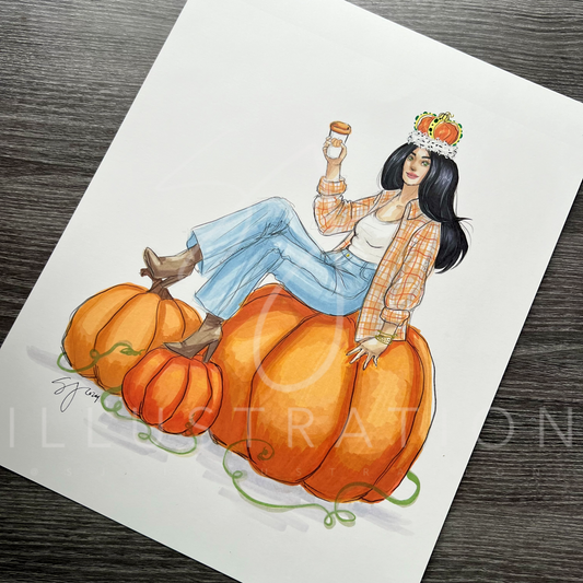 Pumpkin Spice Queen  |  Casual Fashion Illustration (ORIGINAL)