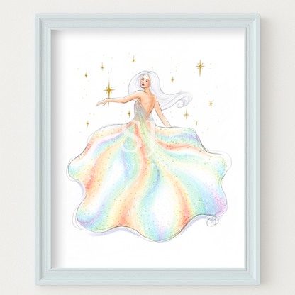 Rainbow Sparkle Gown  |  Summery Fashion Illustration (PRINT)