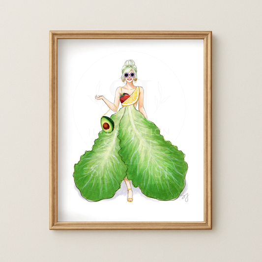 Fresh Salad Dress  |  Whimsical Fun Fashion Illustration (ART PRINT)