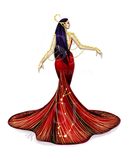 Scorpio (series 1)  |  Zodiac Fashion Illustration (ART PRINT)