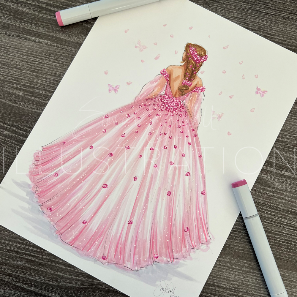 Season for Pink  |  Fashion Illustration (ORIGINAL)