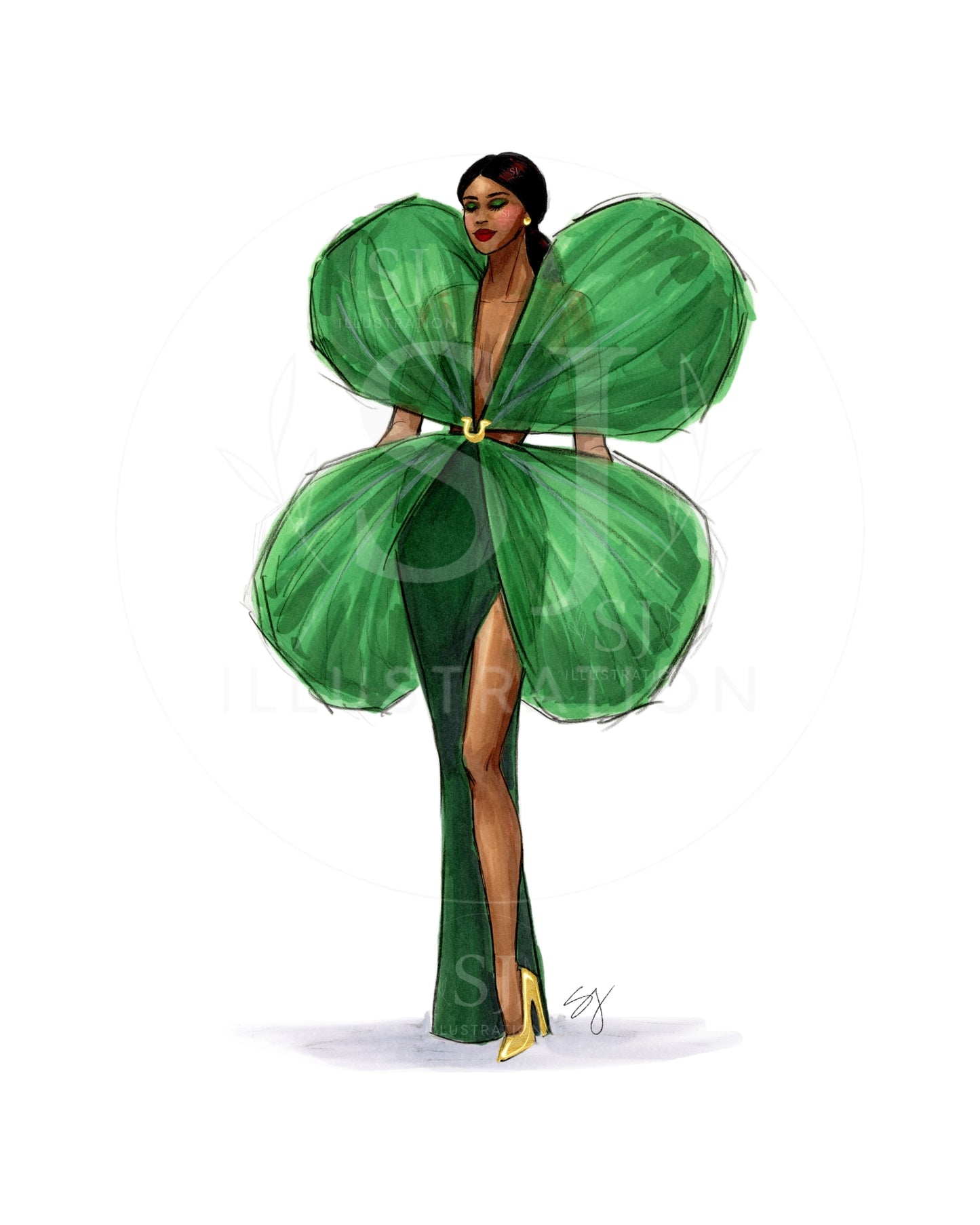 Shamrock Dress  |  Fun St. Patrick's Day Fashion Illustration (ART PRINT)