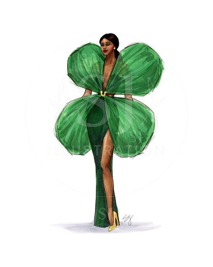 Shamrock Dress  |  Fun St. Patrick's Day Fashion Illustration (ART PRINT)