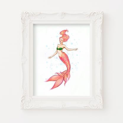 Sherbet Mermaid  |  Mermaid Illustration (PRINT)