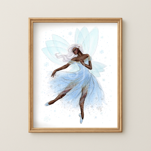 Snow Fairy  |  Magical Winter Fairy Illustration (EMBELLISHED PRINT)