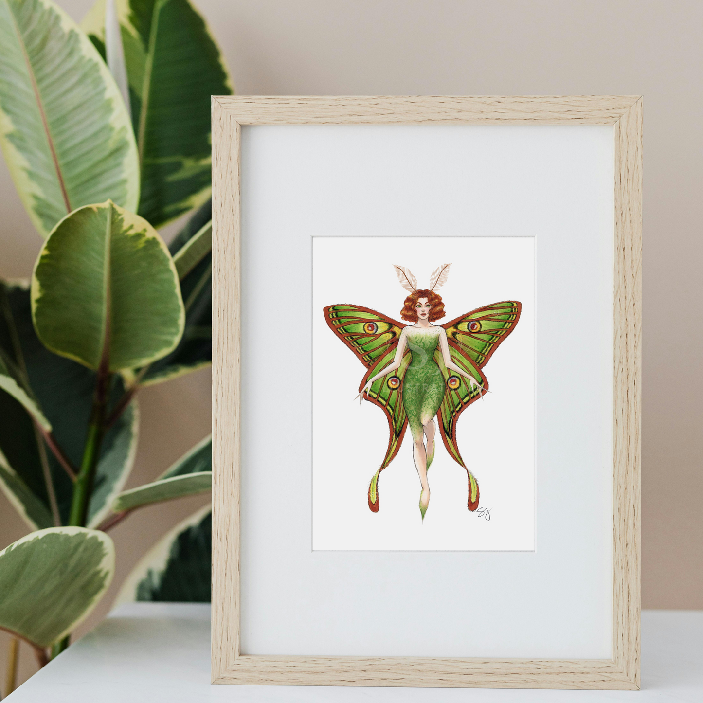 Spanish Moon Moth Forest Fairy  |  Magical Fairy Illustration (EMBELLISHED PRINT)