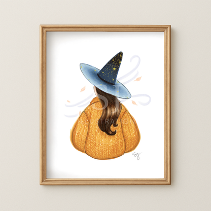 Cozy Witch Series: Star Brrright  |  Cottagecore Witch Illustration (EMBELLISHED PRINT)
