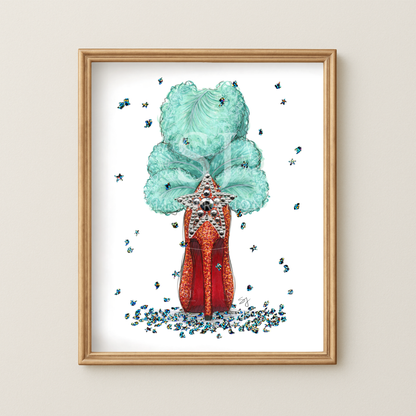 Step Into A New Era  |  Showgirl Album Inspired Stiletto Illustration (EMBELLISHED PRINT)