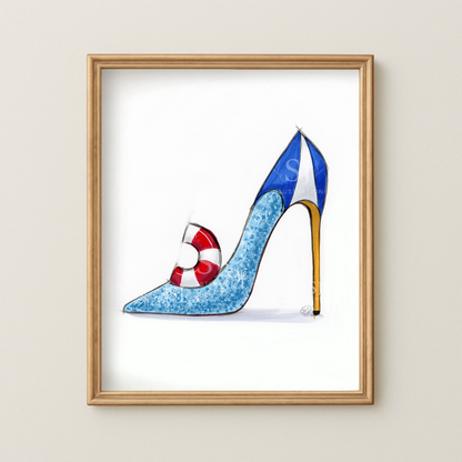 Step Into Summer (Beachy Heel) | Whimsical Stiletto Fashion Illustration (PRINT)
