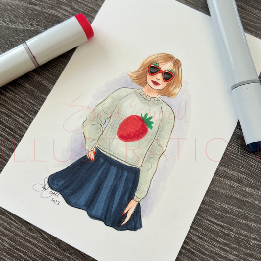 Strawberry Sweater  |  Casual Fashion Illustration (ORIGINAL)