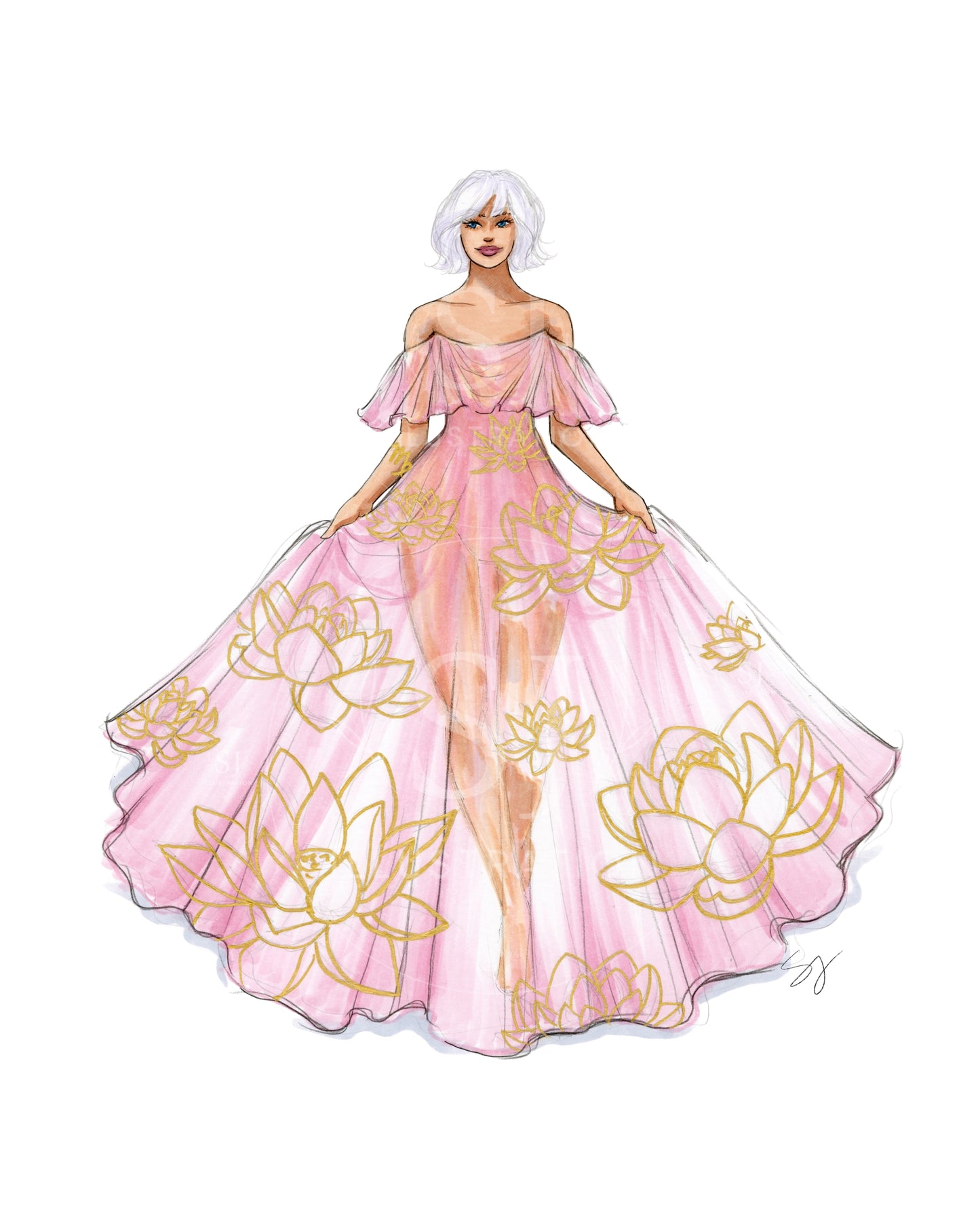 Virgo (series 2)  |  Zodiac Fashion Illustration (EMBELLISHED PRINT)