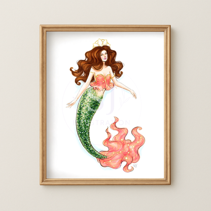Virgo (series 3)  |  Zodiac Mermaid Illustration (ART PRINT)