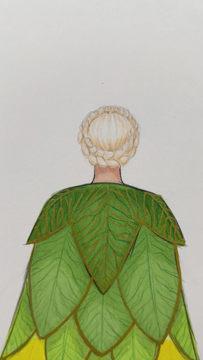 Autumnal Glory Cape  |  Fun & Whimsical Fashion Illustration (ORIGINAL)