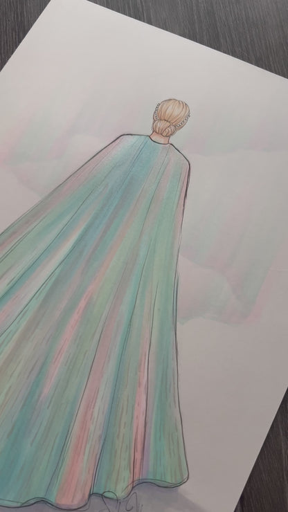 Opal Cape (October Birthstone)  |  Fun Fashion Illustration