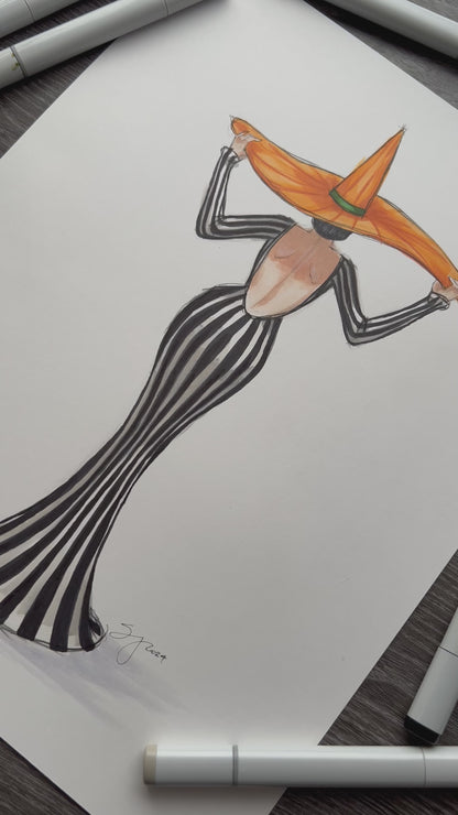 Fall Stripes  |  Fun Fashion Illustration (PRINT)