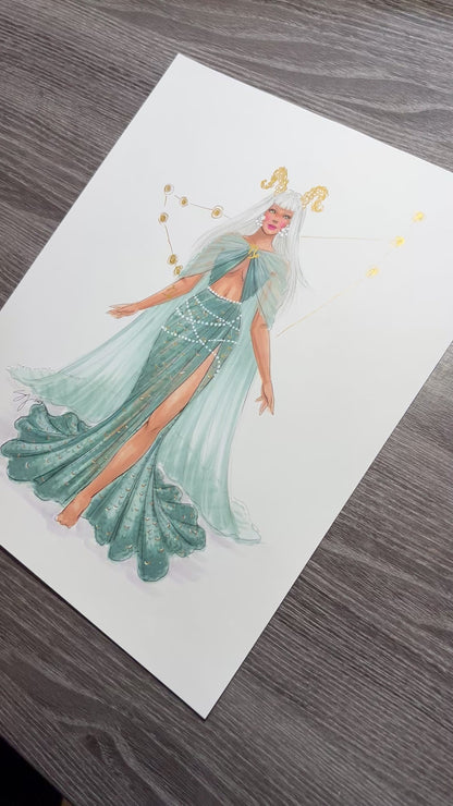 Capricorn  |  Zodiac Fashion Illustration (ORIGINAL)